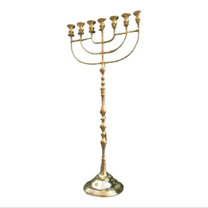 Handmade Luxury Metal Menorah Candle Holder With Modern Artistic Design For Home And Festive Decoration Use - Product Image 1