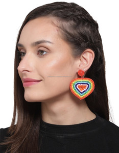 ต่างหูลูกปัดหลากสีใส่ได้ทั้งชายและหญิงต่างหูแบบคลาสสิกลายหัวใจบานเครื่องประดับแฟชั่นแบบไม่เหมือนใคร - Product Image 3