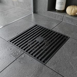 Rejilla de drenaje cuadrada negra para ducha con filtro de acero inoxidable para baño - Product Image 4