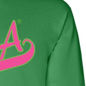Sweat-shirt vert à manches longues avec motif, col rond, pull décontracté pour femme, haut de sport, poignets côtelés, logo imprimé, vêtement de mode - Product Image 2