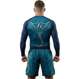 ชุดแรชการ์ด MMA สำหรับผู้ชาย เสื้อแขนยาวรัดรูป กางเกงขาสั้นสำหรับต่อสู้ ชุดแรชการ์ดและกางเกงขาสั้น พิมพ์ลายแบบ Sublimation - Product Image 2