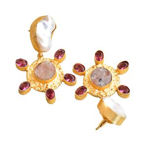 Boucles d'oreilles pendantes en laiton en gros, perles en vrac, cristaux de guérison authentiques, finition satinée en laiton, sans nickel, durables, parfaites pour la vente en gros - Product Image 2