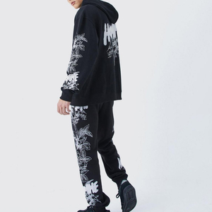 Men's Navy Blue <b>White</b> Solid Winter Fleece Eco-Friendly Hooded Full Sleeve Zipper Regular Breathable Streetwear <b>Joggers</b> Side - Product Image 4