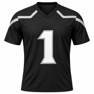 Camiseta de Fútbol Americano Personalizada para Hombre, Cuello en V, Negra, Transpirable, de Poliéster, Uniforme Deportivo - Product Image 1