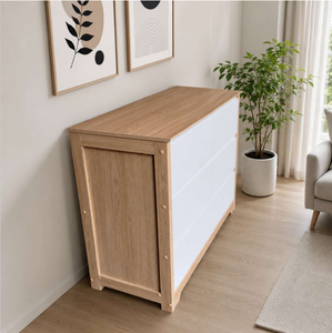 Cómoda Moderna de Alta Calidad 14_0054 con 6 Cajones, para Montar en el Suelo, para Dormitorio, Cocina, Baño, Tablero de Partículas, Roble Natural Blanco, Hotel - Product Image 3