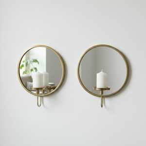 Wholesale Round Brass Wall Mirror With <b>Candle</b> Holder Minimalist Decorative Mirror Wall <b>Sconce</b> - Product Image 3
