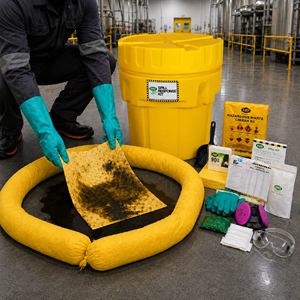 Kit de Réponse aux Déversements – Fût Absorbant Chimique 75L avec Tampons, Chaussettes et Granulés pour Contention de Matières Dangereuses Industrielles et Urgences - Product Image 4