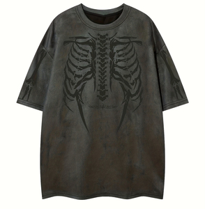 Camiseta de corte cuadrado con logo personalizado, estilo streetwear, de algodón grueso, top corto, camiseta gráfica oversize de corte holgado para hombre - Product Image 1