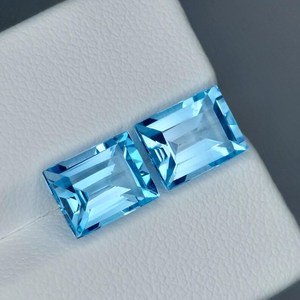 Par de Topacios Azules Cielo Natural, Corte Esmeralda, Piedras Preciosas Sueltas, Par a Juego para Joyería, Certificado IGI, Proveedor Mayorista - Product Image 4