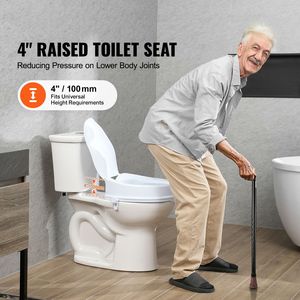 Rialzo Universale per Sedile WC da 4 Pollici, Capacità 300 Libbre, con Asta a Vite Bloccabile, Attrezzatura di Sicurezza per Bagno - Product Image 2