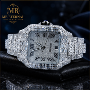 Reloj de Lujo MB ETERNAL con Diamantes, Caja de Acero Inoxidable de 41 mm, Cristal de Zafiro, Números Romanos Analógicos, Fecha, Cuarzo para Hombre - Product Image 4