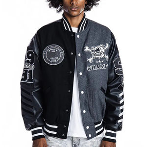 OEM 3D Embroidery <b>Patchwork</b> Custom Unisex Winter Varsity <b>Jacket</b> with Hood Wool Streetwear Plus Size - Product Image 2