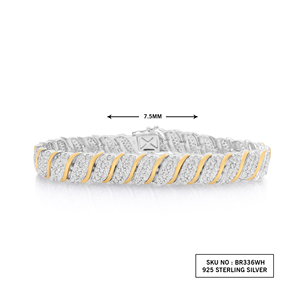 4.69 Cttw Natural White Diamond Tennis Bracelet <strong>925</strong> Sterling <strong>Silver</strong> Two Tone 8 Inch, Round Cut Prong Set Wide Bracelet for Women - Product Image 2