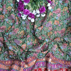 Tissu en crêpe floral tissé léger avec broderie de sequins, 100 GSM, 54 pouces, matière de bordure Daman pour Kurtis, tuniques et Anarkalis - Product Image 6