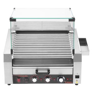 Macchina per hot dog in acciaio inox con 30 rulli, 1950W, grill per salsicce, scaldapane e copertura, attrezzatura per mantenere caldi 3 hot dog - Product Image 6