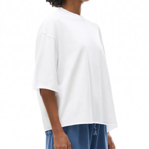 Camiseta Blanca Oversize de Manga Corta con Cuello Redondo para Hombre, Diseño Liso Informal, 100% Algodón Jersey - Product Image 3