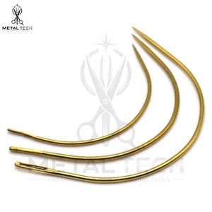 Meilleur ensemble de 4 aiguilles professionnelles plaquées or en forme de C pour tissage de cheveux et fabrication de perruques - Product Image 2