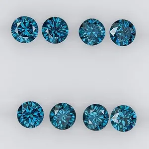 Diamantes cultivados en laboratorio de 3 mm, color azul intenso, corte brillante redondo, claridad VVS-VS, sueltos, para la fabricación de joyería con diamantes de fantasía en India. - Product Image 3