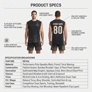 Ensemble d'échauffement de basketball personnalisé pour hommes, respirant et à séchage rapide, comprenant un haut sans manches en molleton bouclette épais et un short d'entraînement, tenue d'équipe B2B OEM - Product Image 5