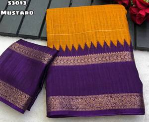 Dola Silk <b>Gap</b> Bentex Border With Chex Weaving & Printed Pallu - Product Image 5