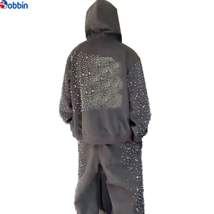 Chándal de Moda para Hombre con Pedrería, Logotipo Personalizado, Fabricantes OEM, Color Personalizado, Chándal Unisex con Pedrería, Ropa Casual Transpirable - Product Image 2