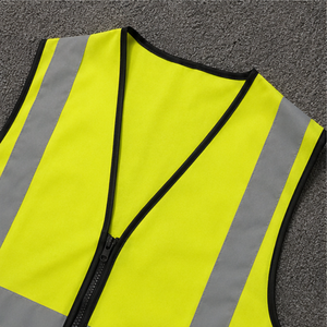 Chaleco de Seguridad Reflectante de Alta Visibilidad, Transpirable, Unisex, de Poliéster, Amarillo con Rayas Plateadas - Product Image 3