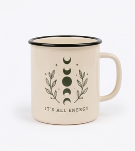 OEM Printed Enamel Coffee Mug Spiritual Moon Phase Theme Cream <b>Iron</b> <b>Travel</b> Drinking Vessel Wholesale Direct Trade Vendor Source - Product Image 1