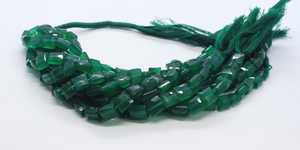 Perles de pierres précieuses en onyx vert naturel facetté, forme chiclet, 7,5-8 mm, perles rectangulaires facettées en onyx vert pour la création de bijoux - Product Image 5