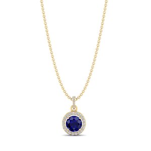 REYES Luxurious Round Cut 2.73Ct Blue Sapphire Gemstone Pendant Chain <b>Necklace</b> in 925 Sterling <b>Silver</b> Moissanite Fine Jewelry - Product Image 1
