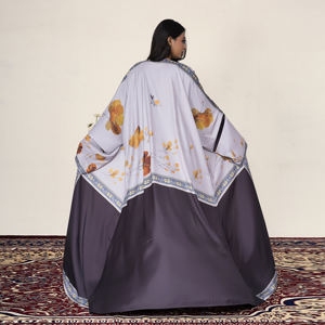 Abaya de satén coreano de lujo con estampado para mujer, elegante cárdigan árabe con frente abierto y mangas anchas, ropa islámica modesta. - Product Image 5