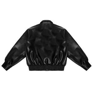 เสื้อแจ็คเก็ตเบสบอลบอมเบอร์หนัง PU ปักโลโก้ฮิปฮอปสำหรับผู้ชาย รุ่น OEM 2026  ไซส์ใหญ่พิเศษ สำหรับฤดูหนาว - Product Image 3