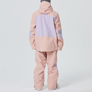Traje de esquí para mujer con bloques de color, chaqueta impermeable con capucha y conjunto de pantalones, aislamiento sintético, 100% poliéster, ropa para la nieve - Product Image 5