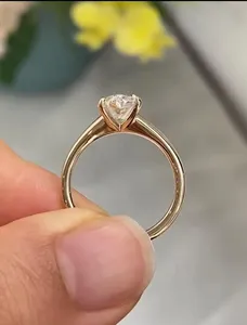 Bague de fiançailles ovale en diamant de laboratoire de 2 carats avec alliance conique pour femme, en or jaune 14 carats, cadeau d'anniversaire, prix de gros - Product Image 2