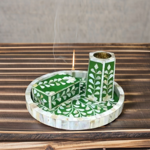 Plateaux décoratifs et coffret à bakhoor en bois de graines de luxe avec incrustations de os, de haute qualité, parfumés à la rose et au bois de santal, pour la maison, les entreprises, les Émirats arabes unis, l'Arabie saoudite, le Qatar - Product Image 4