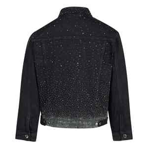 เสื้อแจ็คเก็ตยีนส์ผู้ชายสไตล์ฮิปฮอปสุดหรู ประดับด้วยหินและคริสตัลสีดำ ทรงเข้ารูป เหมาะสำหรับฤดูหนาว - Product Image 2