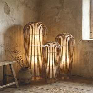 โคมไฟตั้งพื้น LED รุ่น Pion Guci ทำจากไม้ไผ่สีเหลือง งานแฮนด์เมด สำหรับตกแต่งห้องนั่งเล่น ห้องนอน โรงแรม และตกแต่งภายใน - Product Image 6