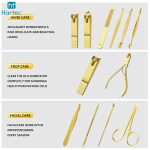 Ensemble professionnel de manucure et pédicure en acier inoxydable couleur or pour salon, qualité commerciale, kit de coupe-ongles robuste - Product Image 2