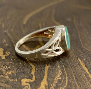Bague Statement Vintage en Argent Sterling 925 avec Pierre Précieuse Calcédoine Aqua, Pierre de Naissance de Mars, Bijou Unique pour Tous les Jours - Product Image 5