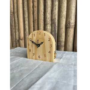Horloge murale ronde en bois, cadran blanc, chiffres arabes, minimaliste, artistique, artisanale, contemporaine, pour la maison ou le bureau - Product Image 3
