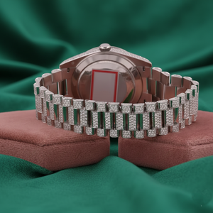 Montre de luxe pour homme, cadran noir, date, acier inoxydable, lunette sertie de diamants, style automatique, montre-bracelet - Product Image 5