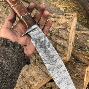 Cuchillo Bowie de Caza de Acero Inoxidable al por Mayor con Mango de Madera, Fijo, para Camping al Aire Libre, 58HRC, Personalizable, Garantía de 3 Años, Venta a Granel - Product Image 3