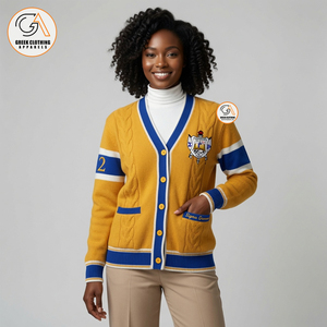 Sigma Gamma Rho |   Suéter de Mujer 100% Algodón, Manga Larga, Estilo Casual para Oficina, Blusa de Invierno con Bordado, Cuello en V - Product Image 4