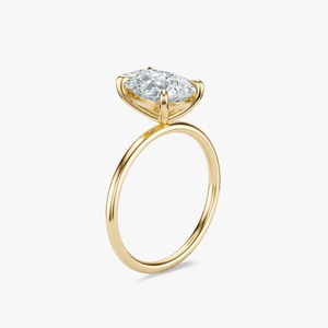 Anillo de Compromiso Personalizado de Oro Amarillo de 14K con Diamante Cultivado en Laboratorio de 3 Quilates con Corte Pera, Fabricante OEM Roy Diamond RD EW 005, Lujoso con Engaste de Garras - Product Image 2