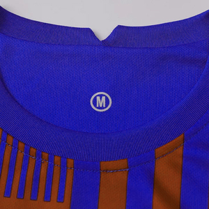 Conjunto de Camiseta de Fútbol a Rayas Moradas y Naranjas para Hombre, Cuello Redondo, Manga Corta, Transpirable, Poliéster, para Todas las Temporadas, Ropa Deportiva para Adultos - Product Image 4