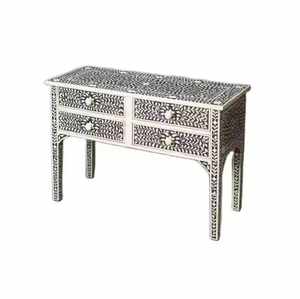 Table console en os incrusté fait main, style Messina, pieds en laiton élégants, meubles pour salon, chambre ou décoration d'hôtel - Product Image 3