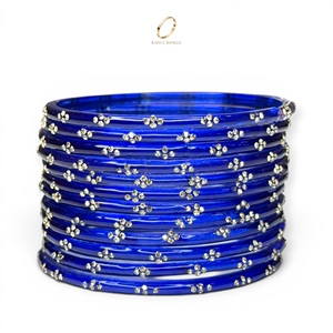 Vente directe du fabricant : Bracelets en verre cachemiri bleu roi, ensemble goutte de pluie, cristaux pour femmes, pour mariage, prix de gros - Product Image 4