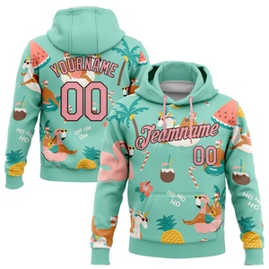 Vente en gros directe, nouvelle conception, sweat à capuche pour homme, personnalisé, rose-vert marin, 3D, Noël tropical, Père Noël, rennes - Product Image 1