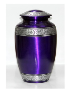 โกศเผาศพผู้ใหญ่สไตล์อเมริกันสีม่วง พร้อมแถบตกแต่งสีเงิน ผลิตจากวัสดุคุณภาพสูง - Product Image 5