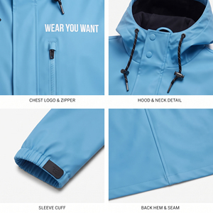เสื้อโค้ทกันลมแบบยาวสำหรับผู้ชายไซส์ใหญ่ พิมพ์ลายตามสั่ง OEM ผลิตจากไนลอน 100% กันน้ำ แห้งเร็ว น้ำหนักเบา เหมาะสำหรับเดินป่า เป็นมิตรต่อสิ่งแวดล้อม - Product Image 4