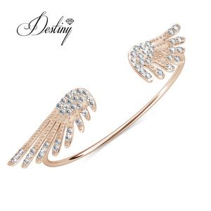 Brazalete Abierto con Alas de Ángel de Moda, Brazalete Daisini Adornado con Cristales de <span class=keywords><strong>Swarovski</strong></span>, Joyería de Plata 925 para Mujer - Product Image 2